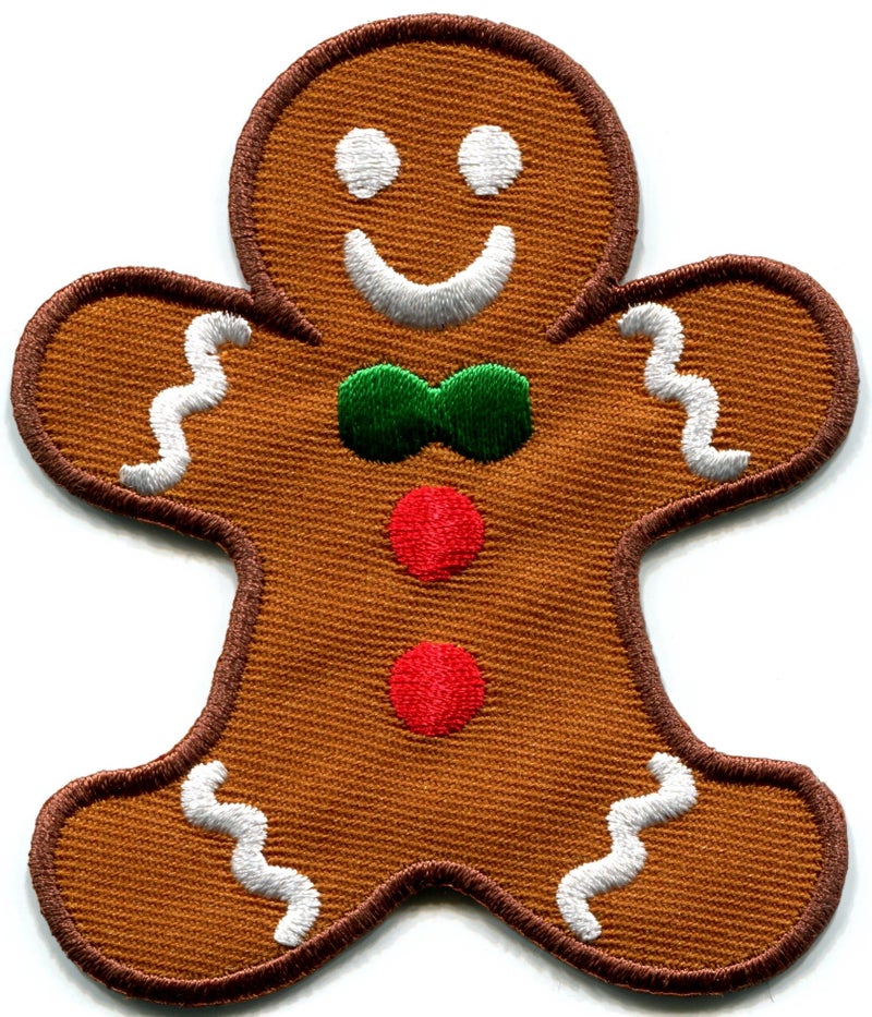 Gingerbread Man Cookie Kids Fun Holiday Sweets buscuit Christmas Embroidered Applique Iron-on Patch S-239